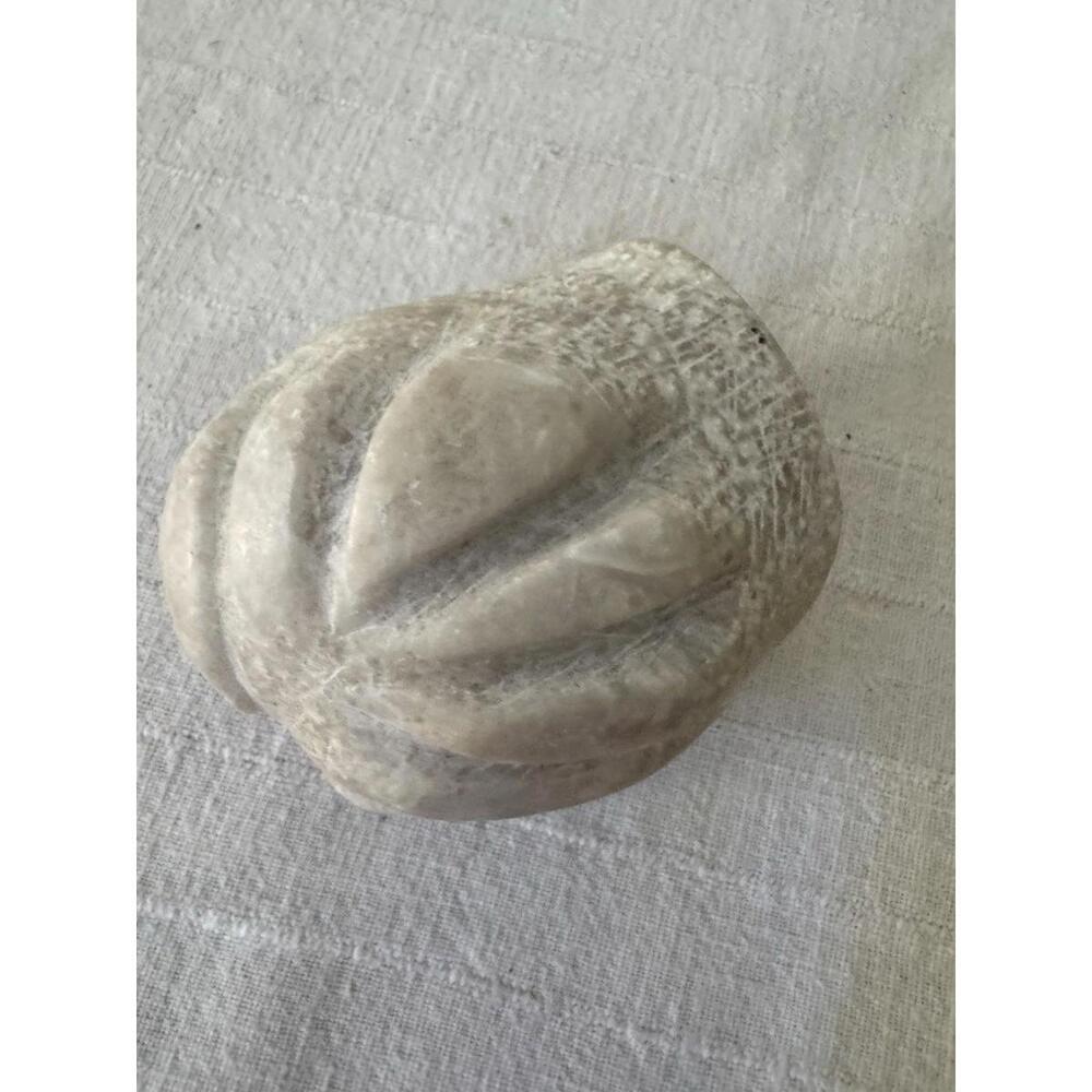 Vintage Alabaster Stone Carved Paperweight Pale White Italy Romantic Shell